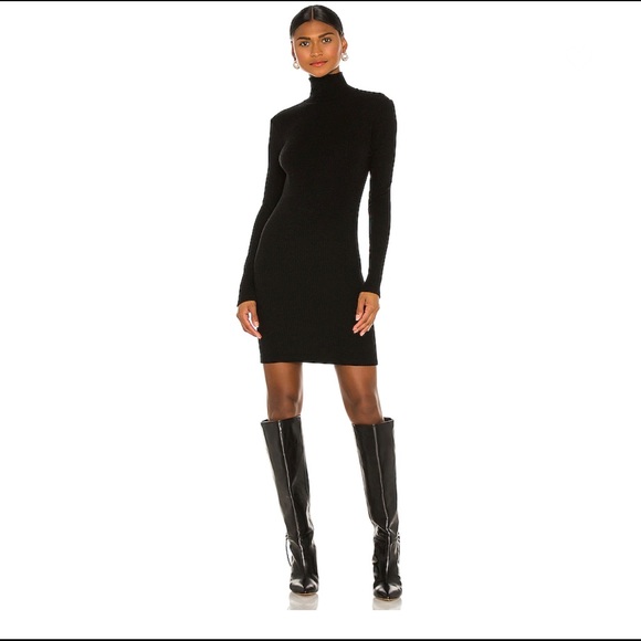 Tencel Cashmere Rib Dress in BlackEnza Costa